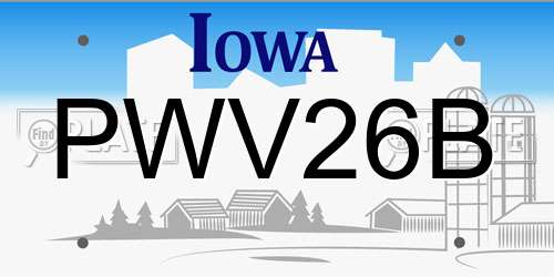 PWV26B Iowa License Plate
