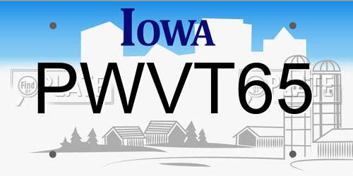 PWVT65 Iowa License Plate