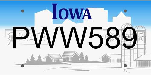 PWW589 Iowa License Plate