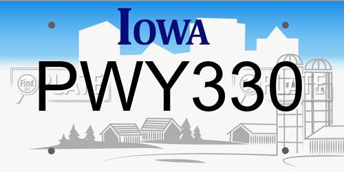 PWY330 Iowa License Plate
