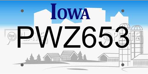 PWZ653 Iowa License Plate