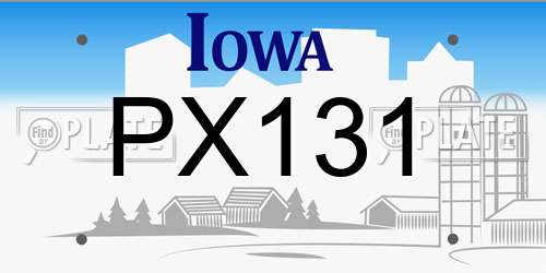 PX131 Iowa License Plate