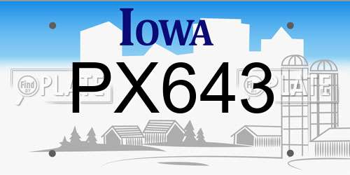PX643 Iowa License Plate