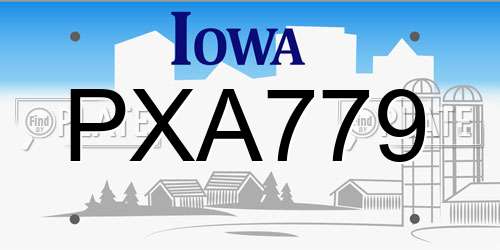 PXA779 Iowa License Plate