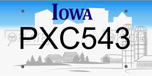 PXC543 Iowa License Plate