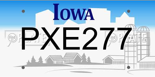 PXE277 Iowa License Plate
