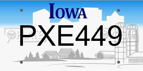 PXE449 Iowa License Plate
