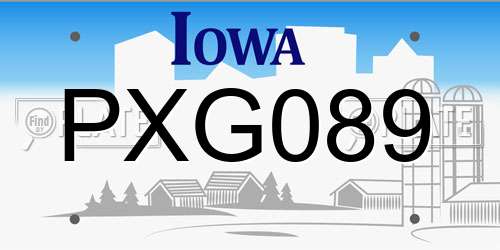 PXG089 Iowa License Plate