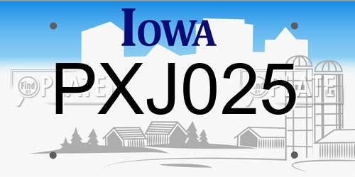 PXJ025 Iowa License Plate