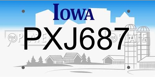 PXJ687 Iowa License Plate