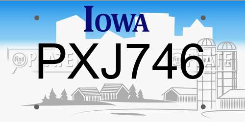 PXJ746 Iowa License Plate