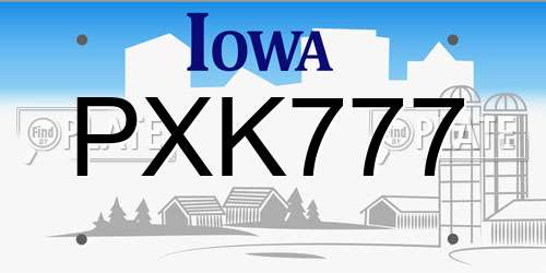 PXK777 Iowa License Plate