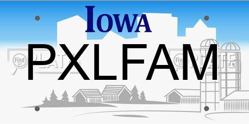 PXLFAM Iowa License Plate