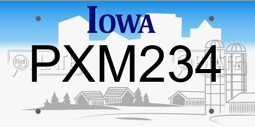 PXM234 Iowa License Plate