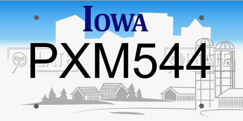 PXM544 Iowa License Plate