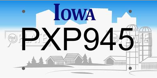 PXP945 Iowa License Plate