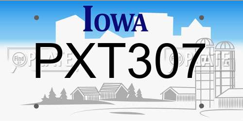 PXT307 Iowa License Plate
