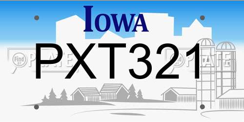 PXT321 Iowa License Plate