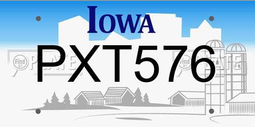 PXT576 Iowa License Plate