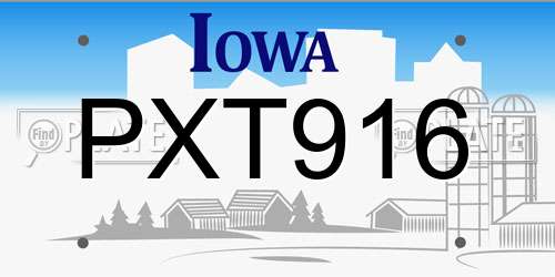 PXT916 Iowa License Plate