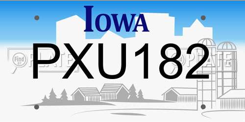 PXU182 Iowa License Plate