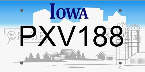 PXV188 Iowa License Plate