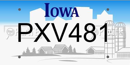 PXV481 Iowa License Plate