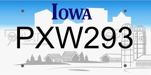 PXW293 Iowa License Plate