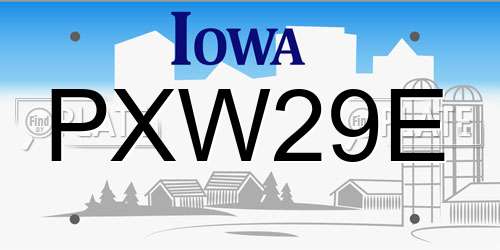 PXW29E Iowa License Plate