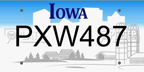 PXW487 Iowa License Plate