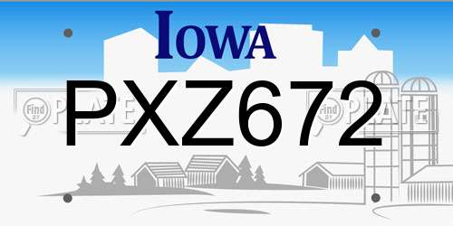 PXZ672 Iowa License Plate
