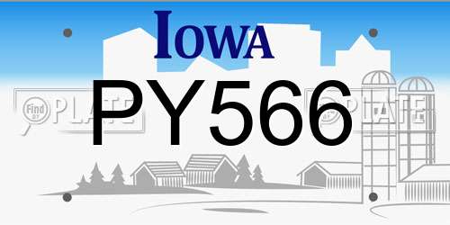 PY566 Iowa License Plate