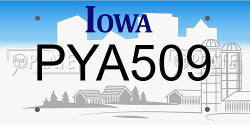 PYA509 Iowa License Plate
