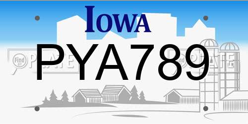 PYA789 Iowa License Plate