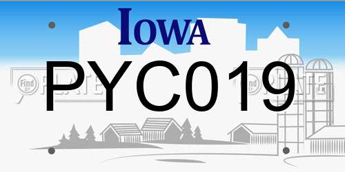PYC019 Iowa License Plate