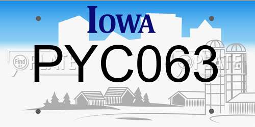 PYC063 Iowa License Plate