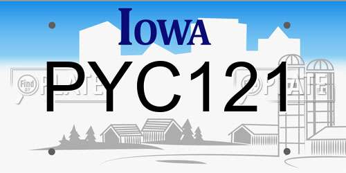 PYC121 Iowa License Plate