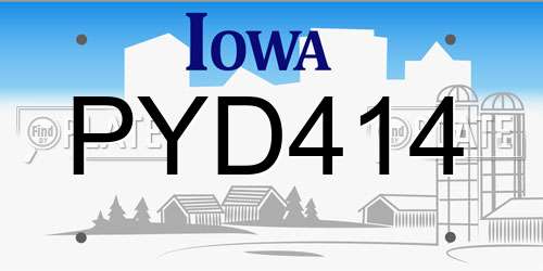 PYD414 Iowa License Plate