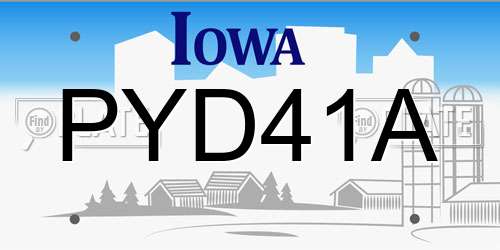 PYD41A Iowa License Plate