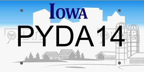 PYDA14 Iowa License Plate