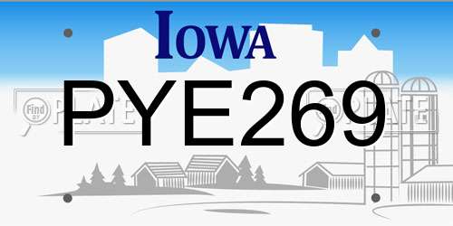 PYE269 Iowa License Plate