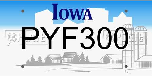 PYF300 Iowa License Plate