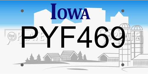 PYF469 Iowa License Plate