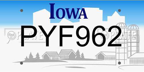 PYF962 Iowa License Plate
