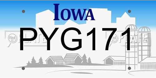 PYG171 Iowa License Plate