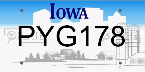 PYG178 Iowa License Plate