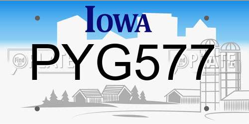 PYG577 Iowa License Plate