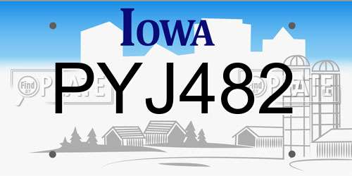 PYJ482 Iowa License Plate