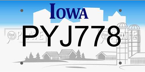 PYJ778 Iowa License Plate