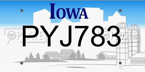 PYJ783 Iowa License Plate